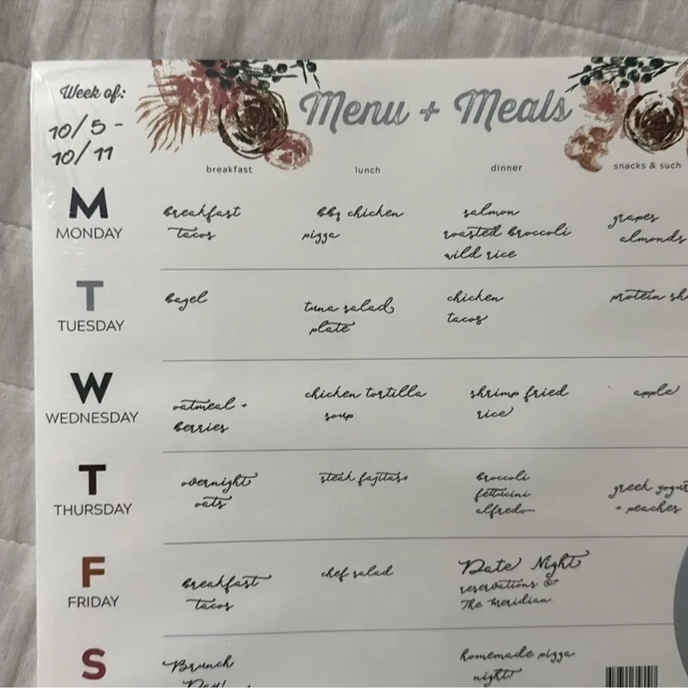 TF 52 Sheets Menu & Meals Calendar Planning Pad